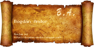 Bogdán Andor névjegykártya