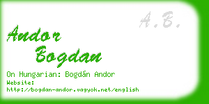 andor bogdan business card