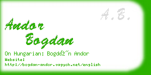 andor bogdan business card